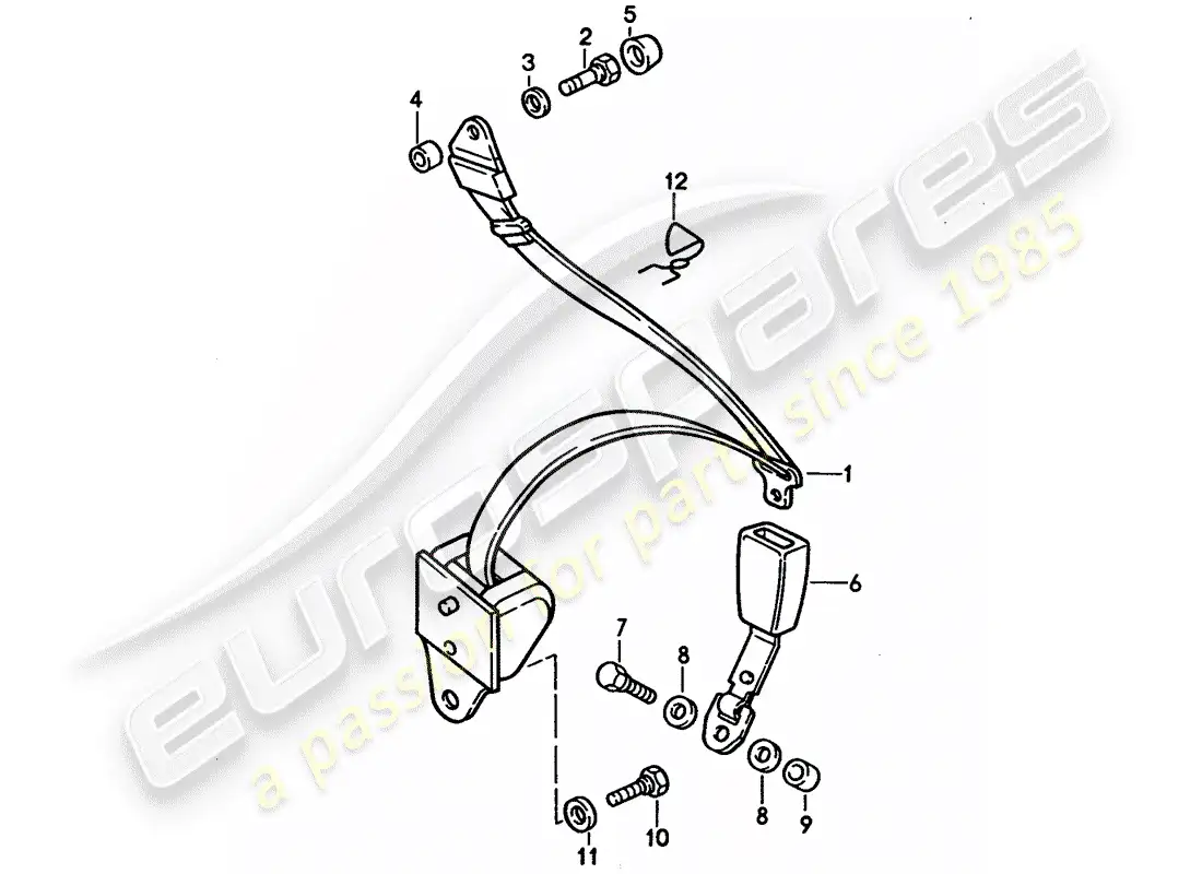 porsche 1992 (928) seat belt parts diagram