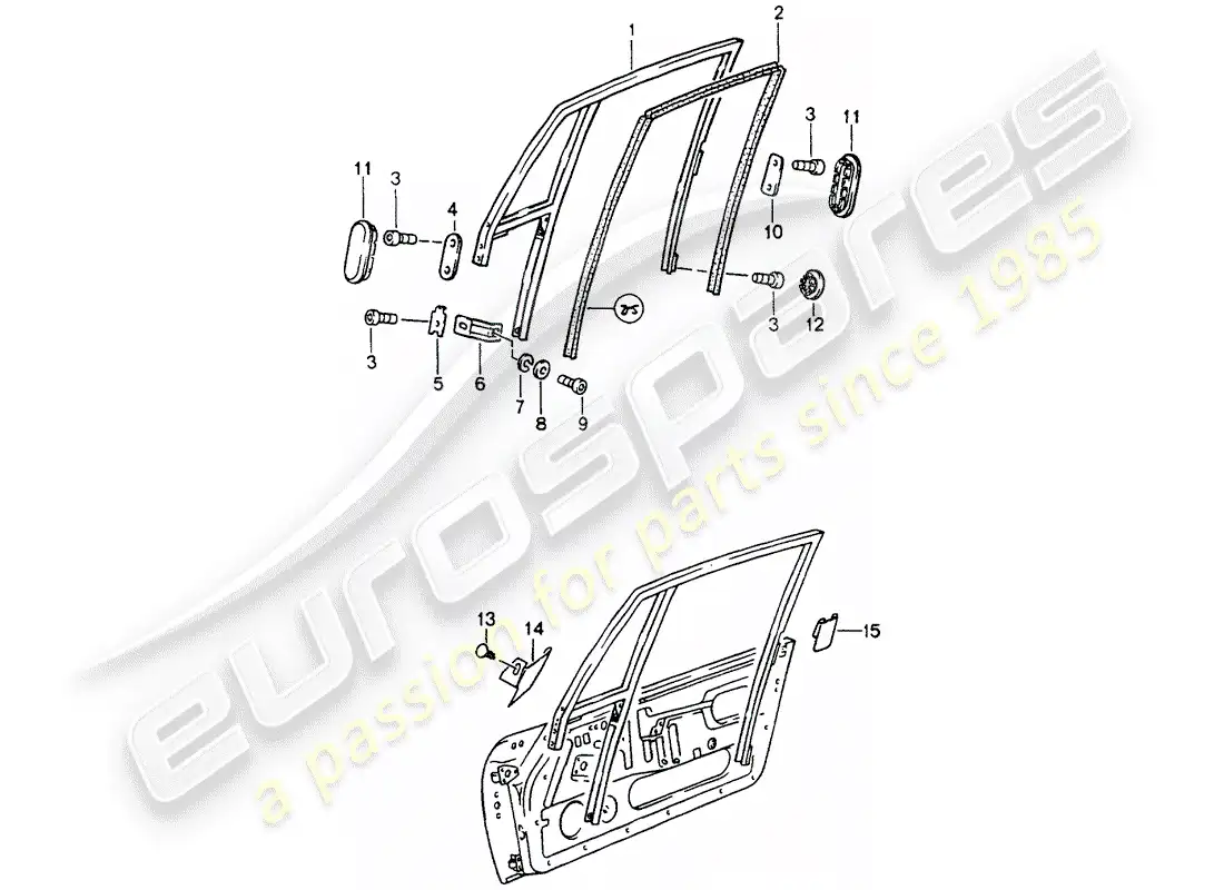 porsche 1991 (964) window frame parts diagram