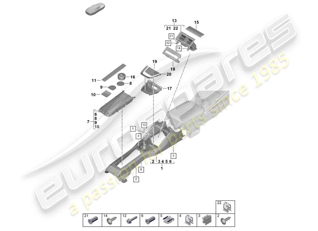 porsche 2024 (panamera 976) centre console rear part diagram