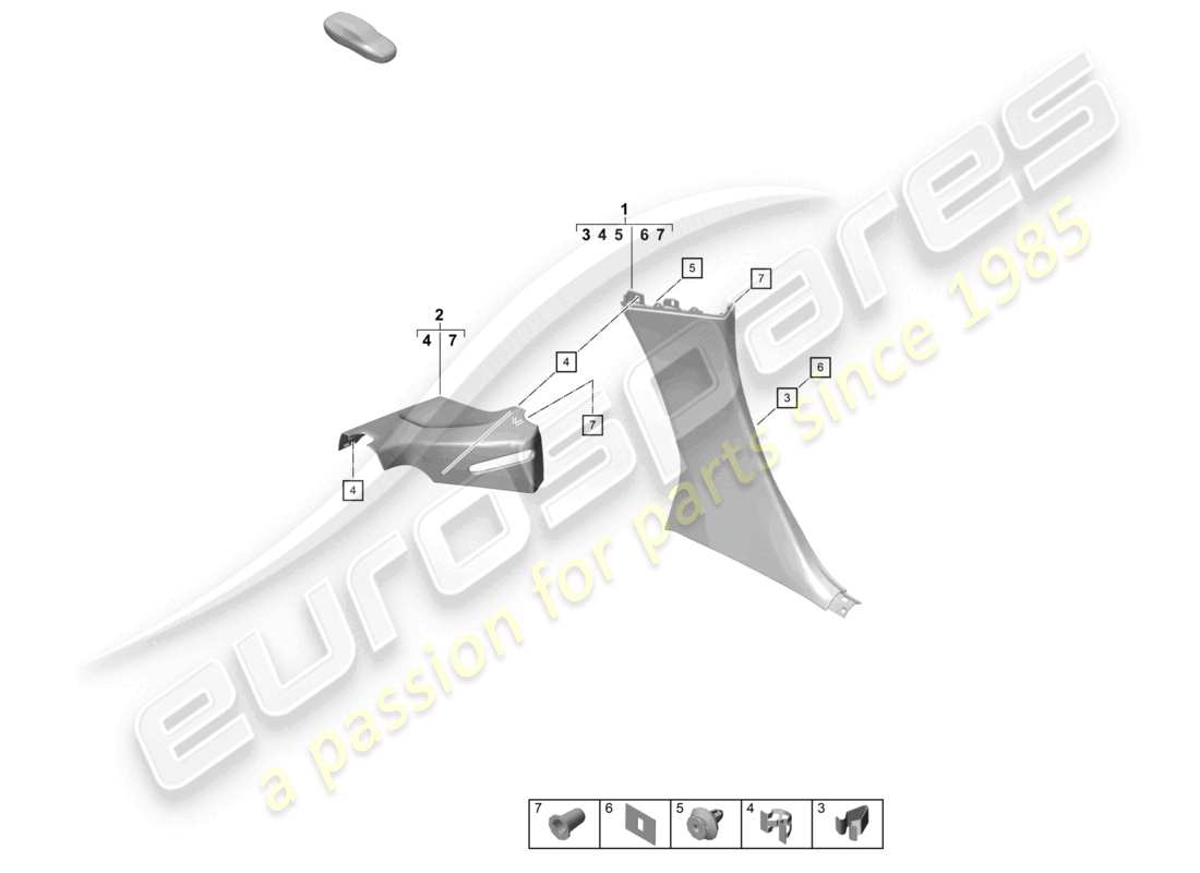 porsche 2024 (718 boxster spyder) trims b-pillar part diagram
