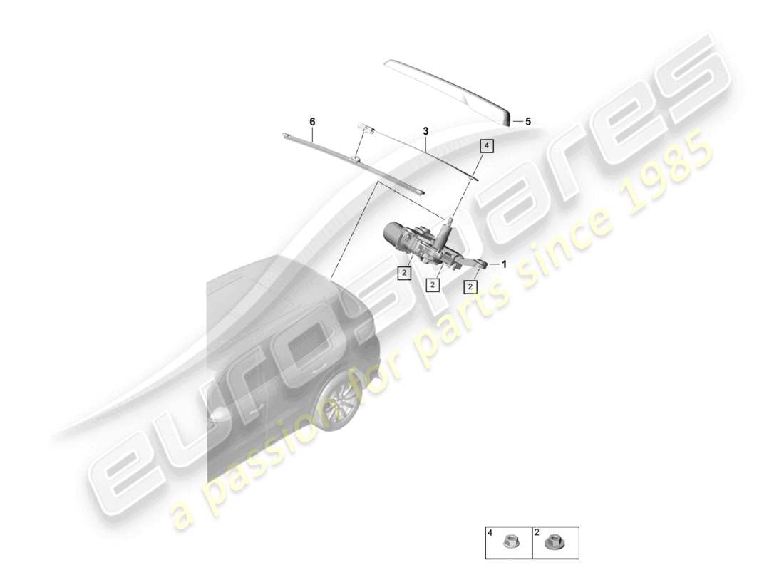 porsche 2024 (cayenne e3 9ya/9yb) rear window wiper part diagram
