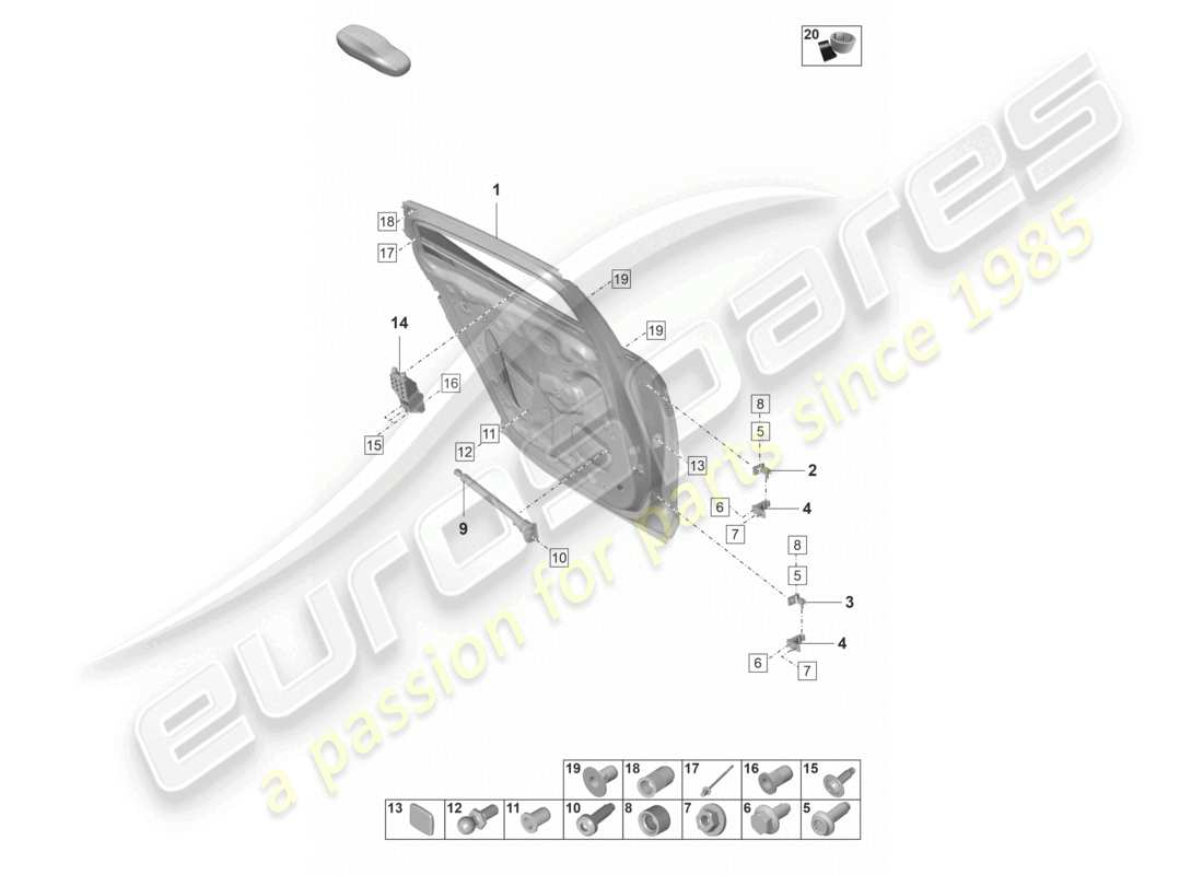 porsche 2023 (panamera 971-2) door shell rear part diagram