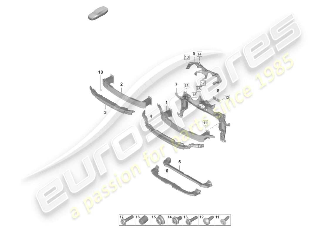 porsche 2023 (panamera 971-2) bumper carrier front and mounting bracket part diagram