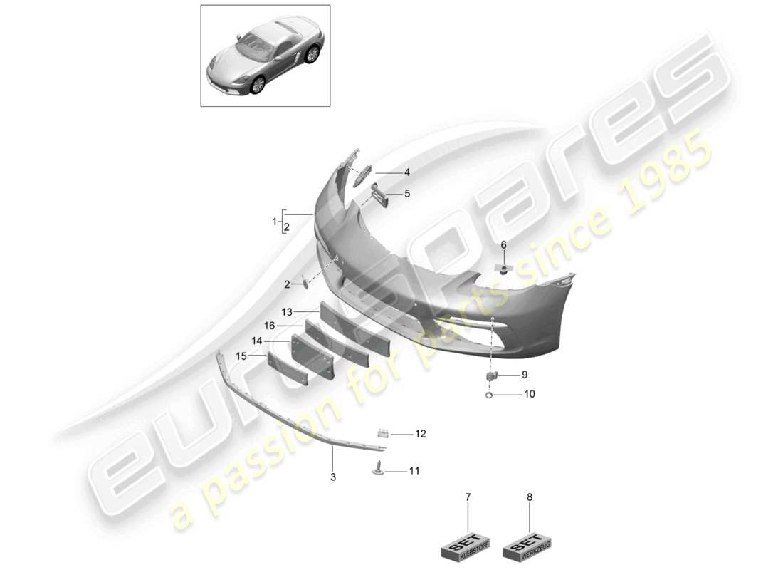 porsche 2023 (718 boxster) bumper front part diagram