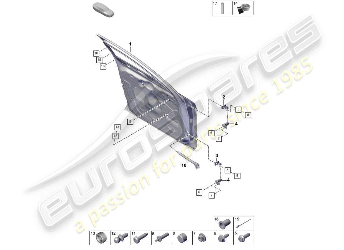 porsche 2025 (panamera 976) door shell front accessories part diagram