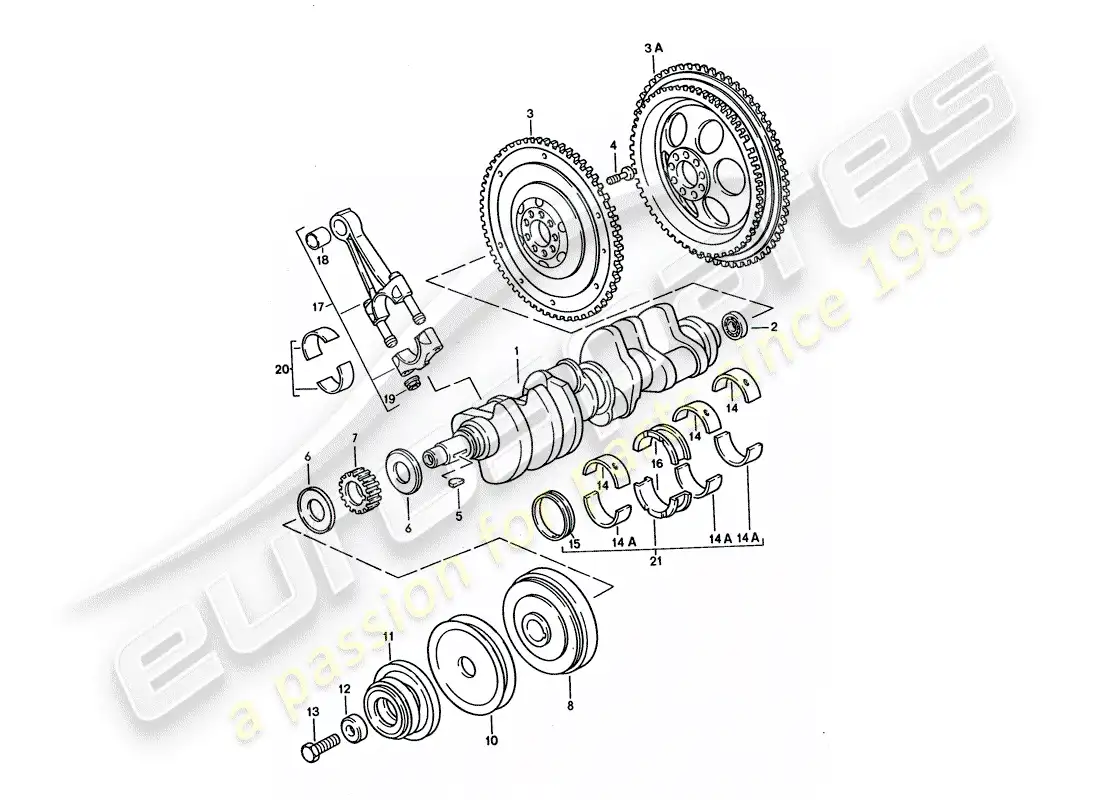 porsche 1992 (928) crankshaft - connecting rod parts diagram