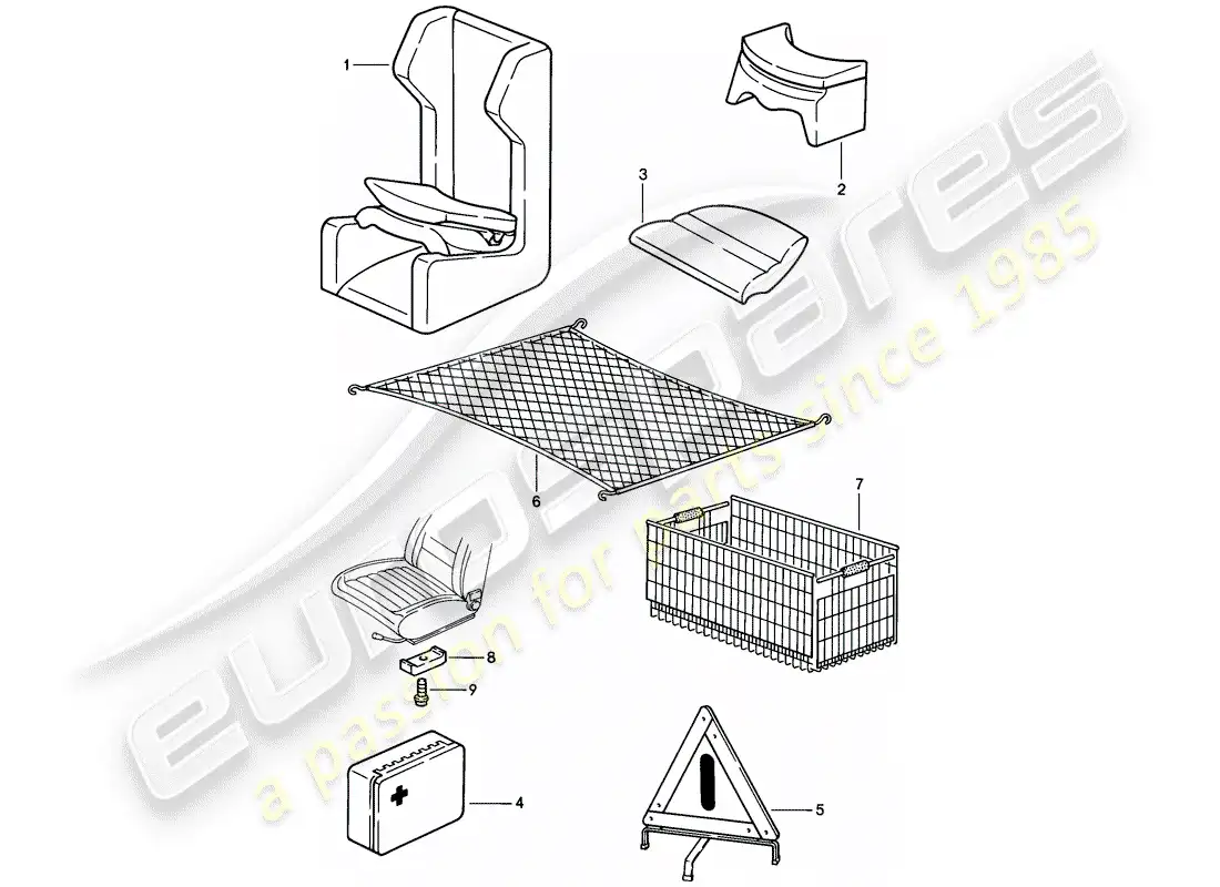 porsche 1983 (928) accessories parts diagram