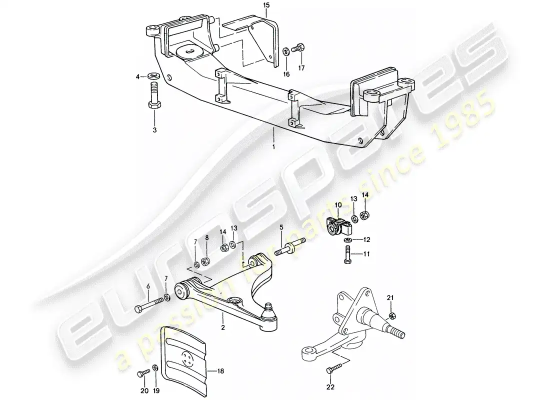 porsche 1986 (944) track control arm - cross member parts diagram