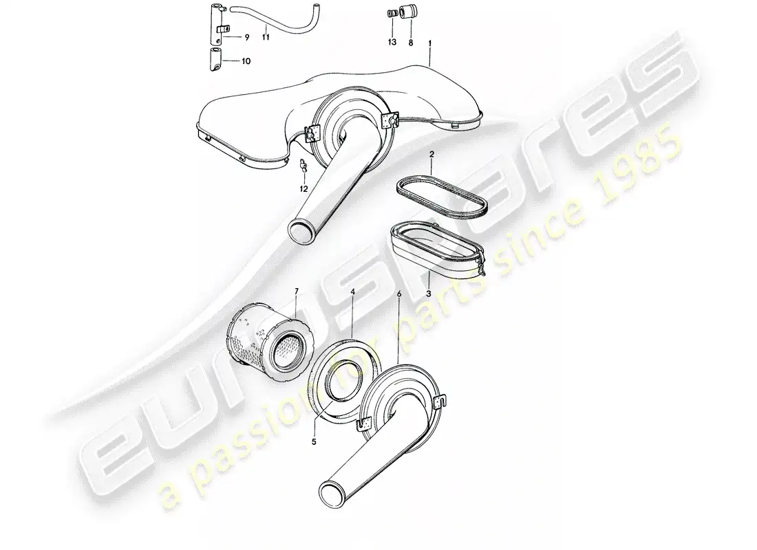 porsche 1974 (914) air cleaner system part diagram