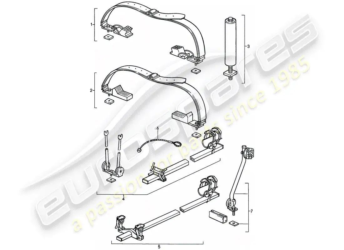 porsche 1979 (928) roof transport system parts diagram