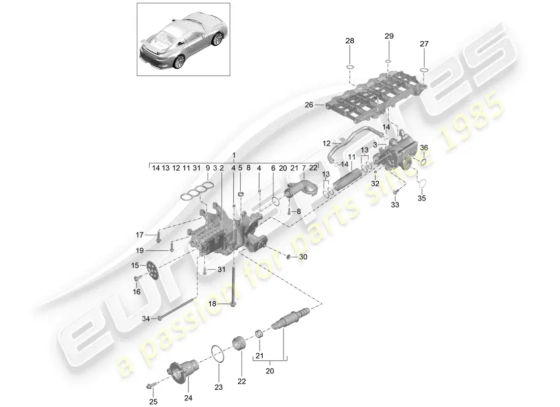 porsche 2017 (991-2 r/gt3/rs) oil pump parts diagram