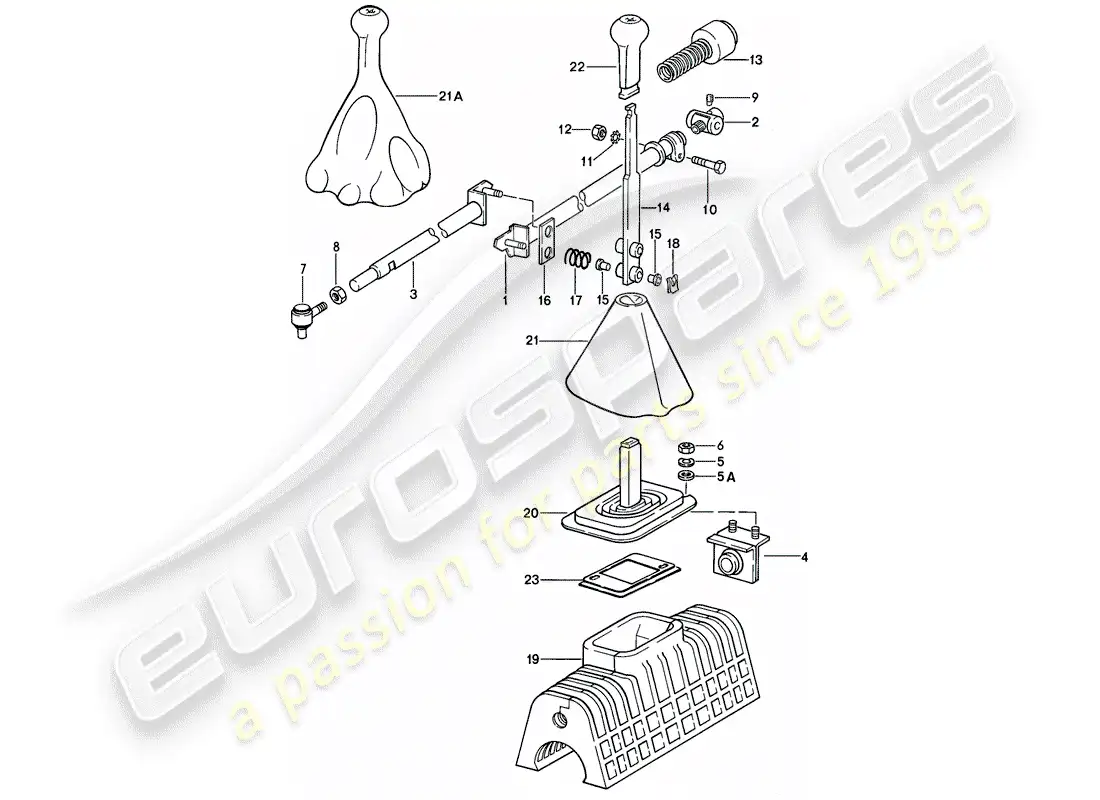 porsche 1980 (928) shift mechanism - manual gearbox parts diagram
