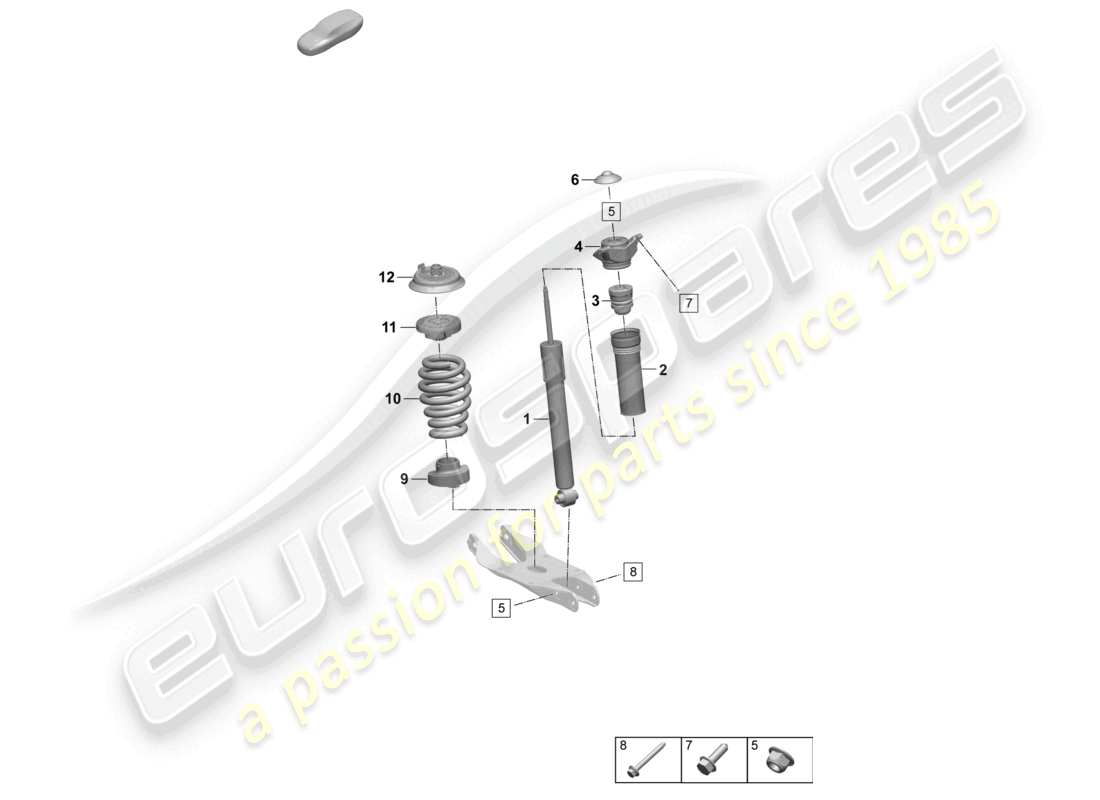 porsche 2025 (macan-e) steel spring suspension vibration damper coil spring parts diagram