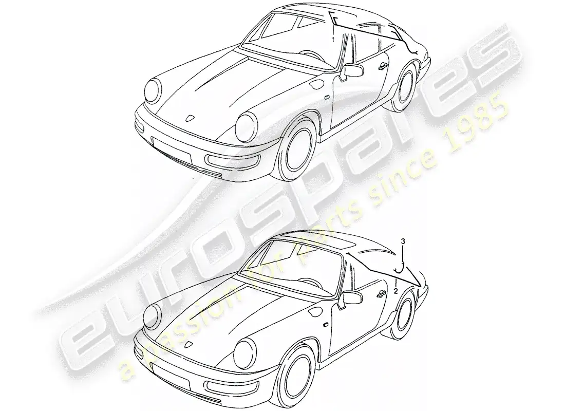 porsche 1993 (964) wiring harnesses - rear end parts diagram