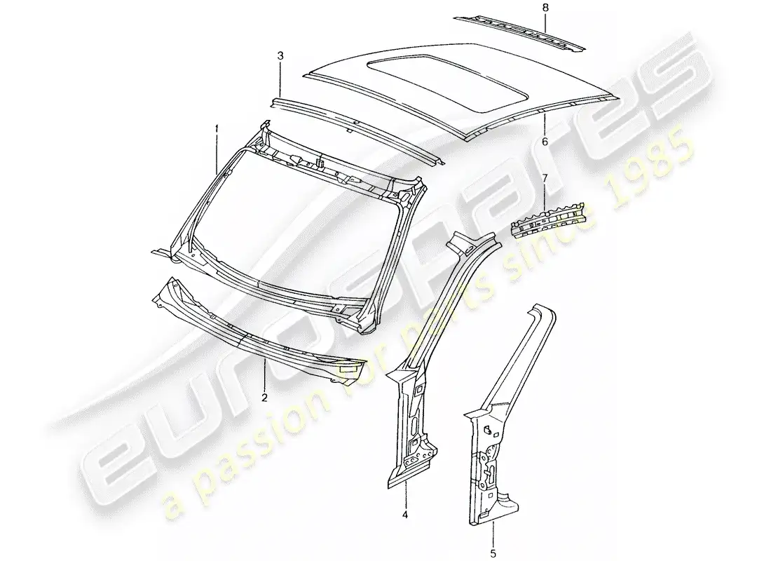 porsche 2005 (996) cowl parts diagram