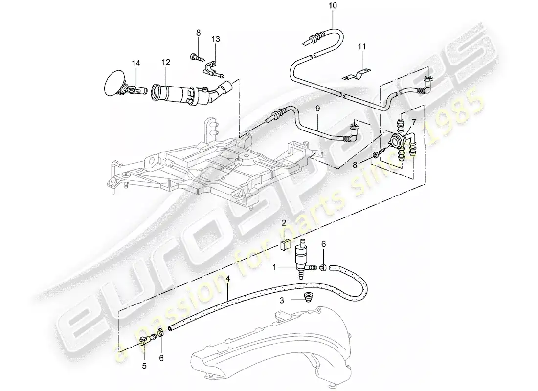 porsche 1998 (996) headlight washer system - d - mj 2002>> parts diagram