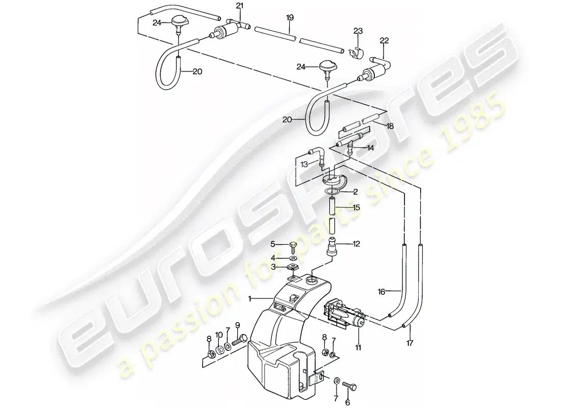 porsche 1977 (924) windshield washer unit - d - mj 1979>> - mj 1979 parts diagram