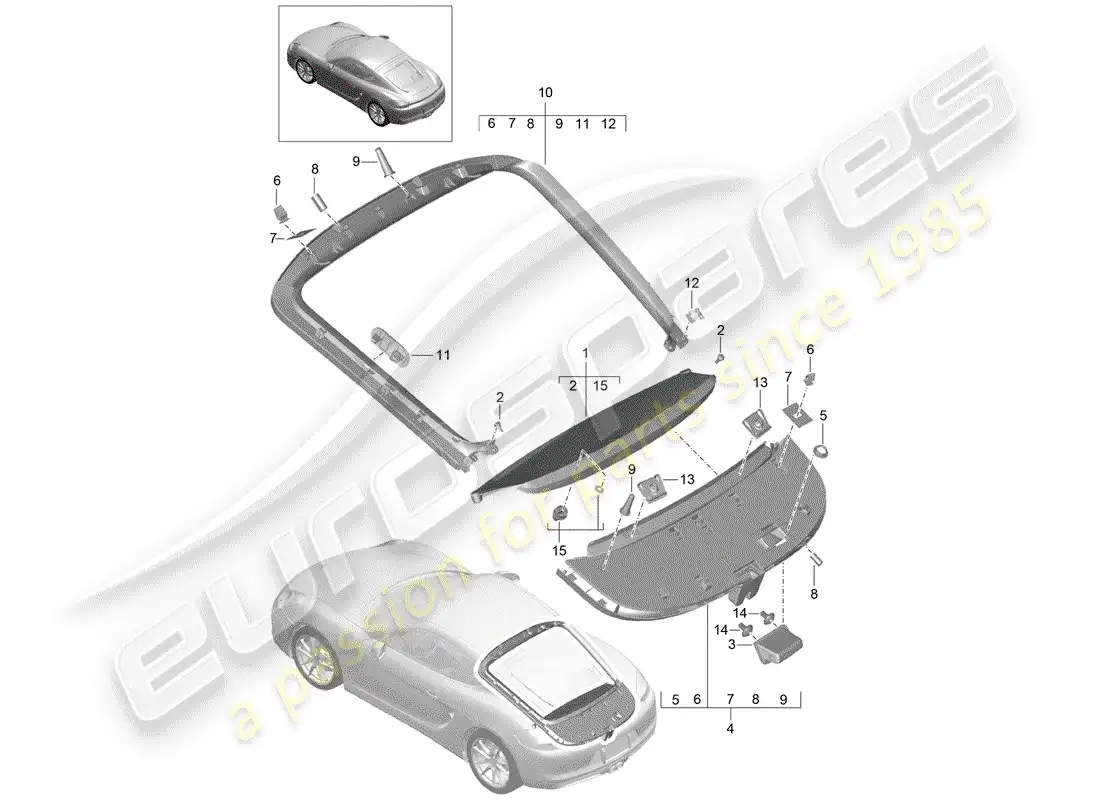 porsche 2016 (981 cayman) lining parts diagram