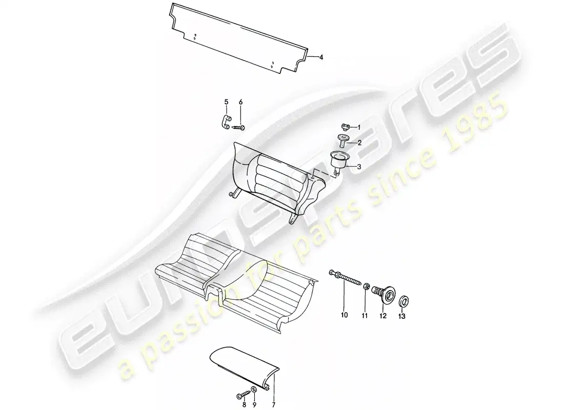porsche 1986 (924s) emergency seat - single parts parts diagram