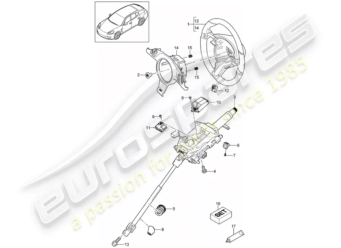 porsche 2010 (panamera 970) steering wheels parts diagram