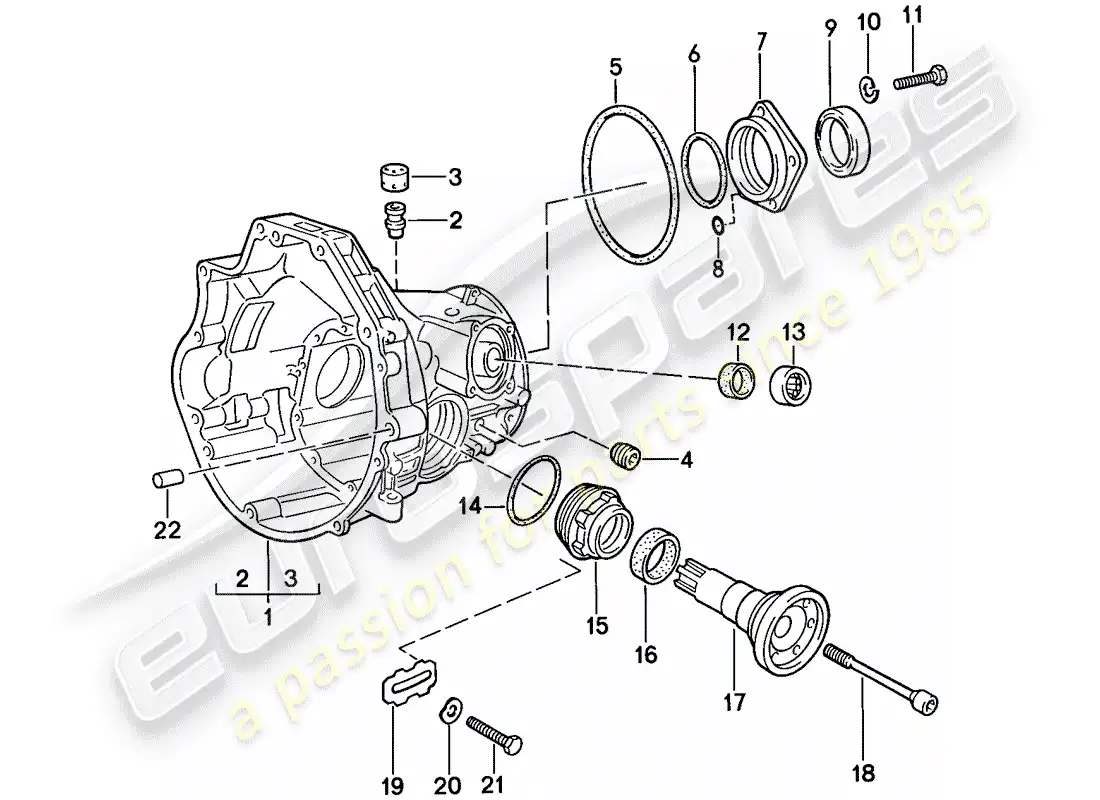 porsche 1988 (924s) replacement transmission - final drive housing - automatic transmission parts diagram