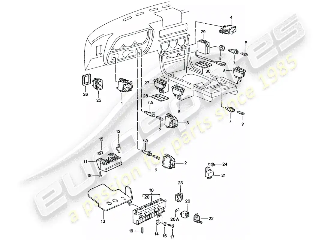 porsche 1987 (924s) switch - relay parts diagram