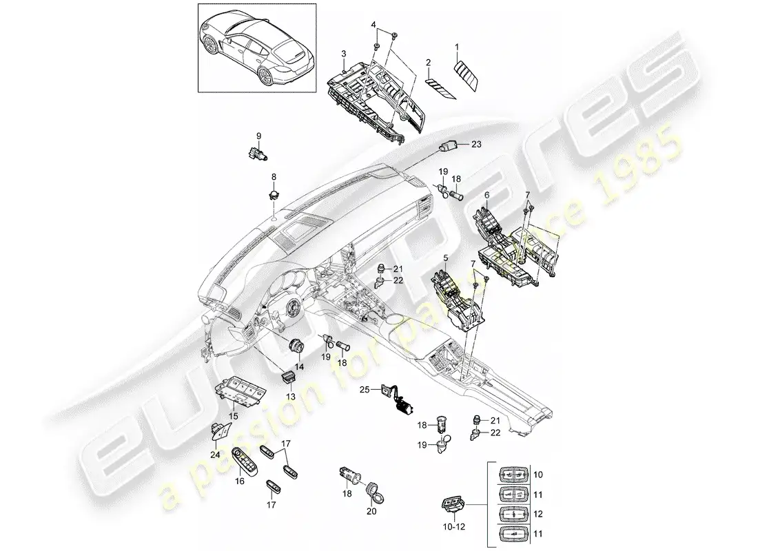 porsche 2014 (panamera 970) combined switch parts diagram