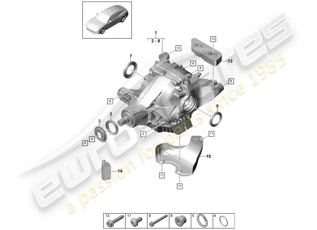 porsche 2020 (panamera 971-1) rear axle differential parts diagram