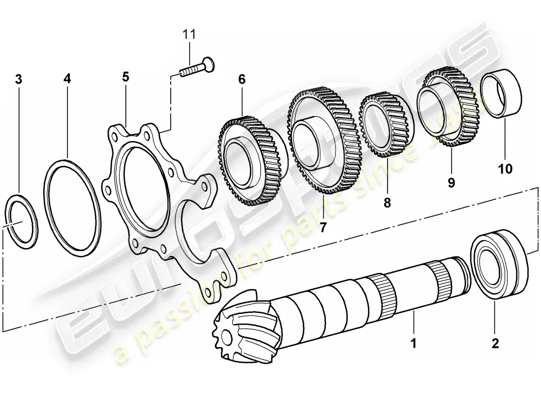 porsche 1999 (986 boxster) gears and shafts parts diagram