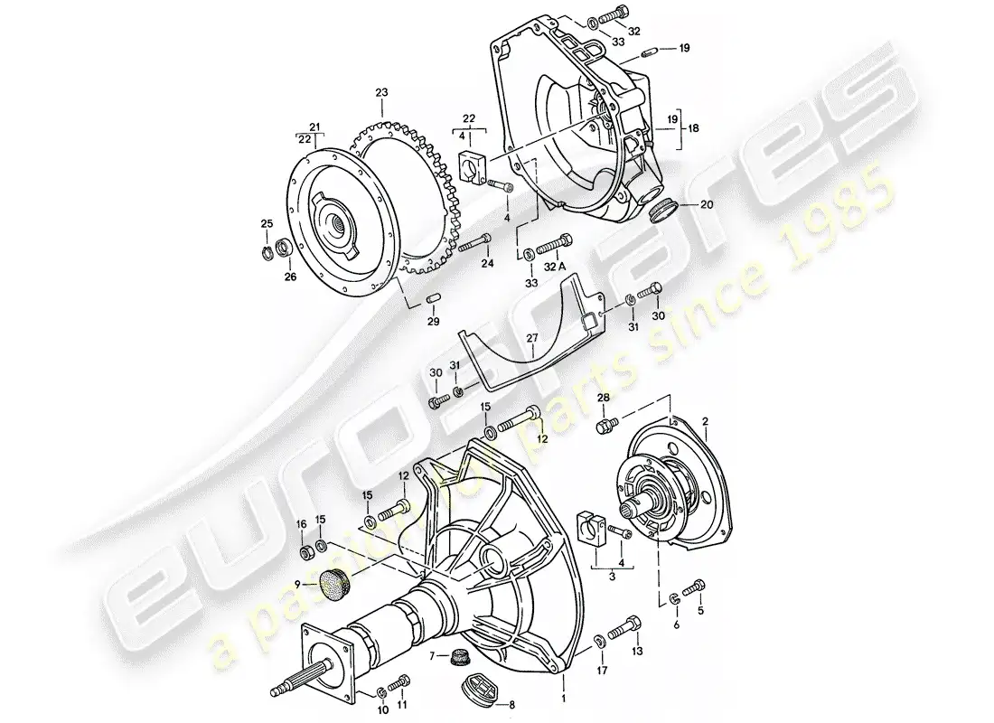 porsche 1988 (924s) central tube - automatic transmission parts diagram