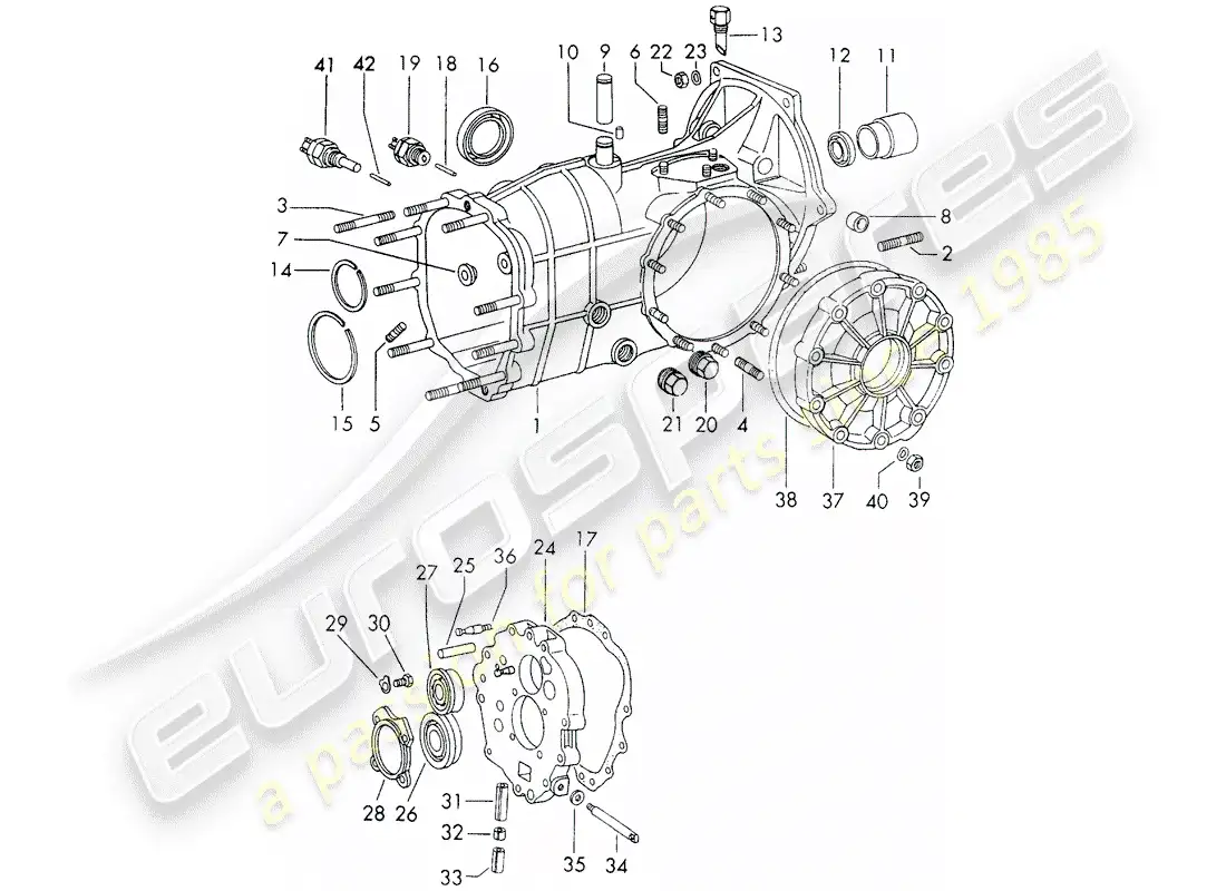 porsche 1972 (911) transmission case - sportomatic - d >> - mj 1971 parts diagram