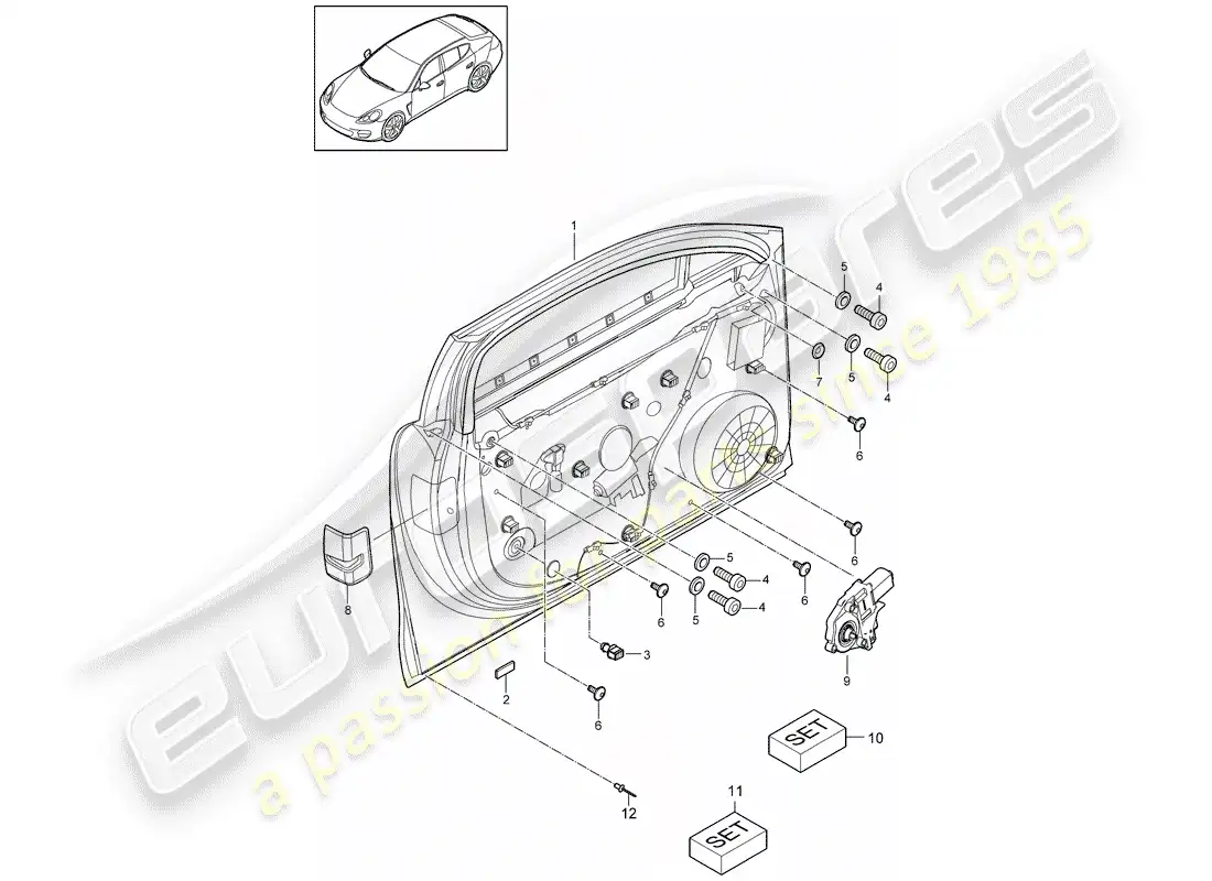 porsche 2014 (panamera 970) window regulator parts diagram