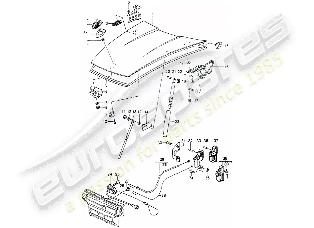 porsche 1992 (964) cover parts diagram