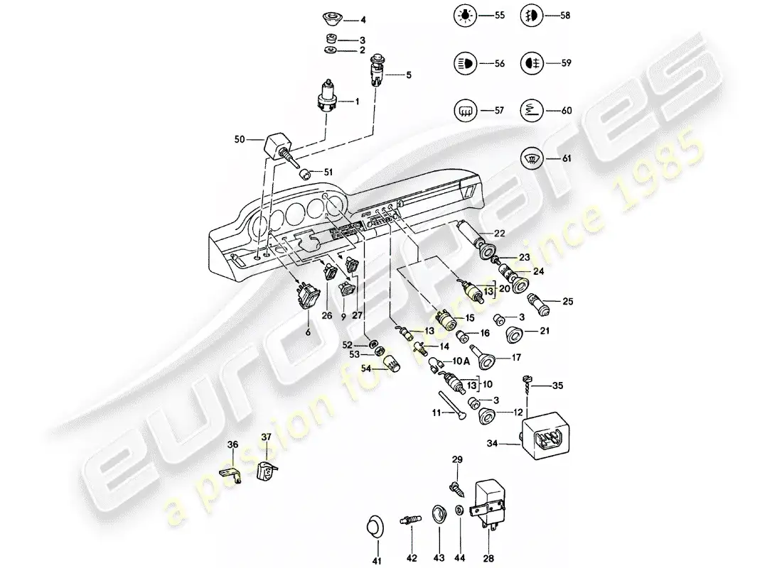 porsche 1981 (911) switch - relay parts diagram