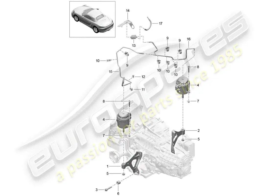porsche 2018 (718 boxster) sub frame parts diagram