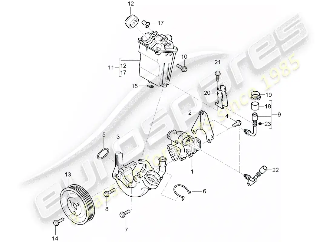 porsche 2008 (997-1 gt3) power steering parts diagram