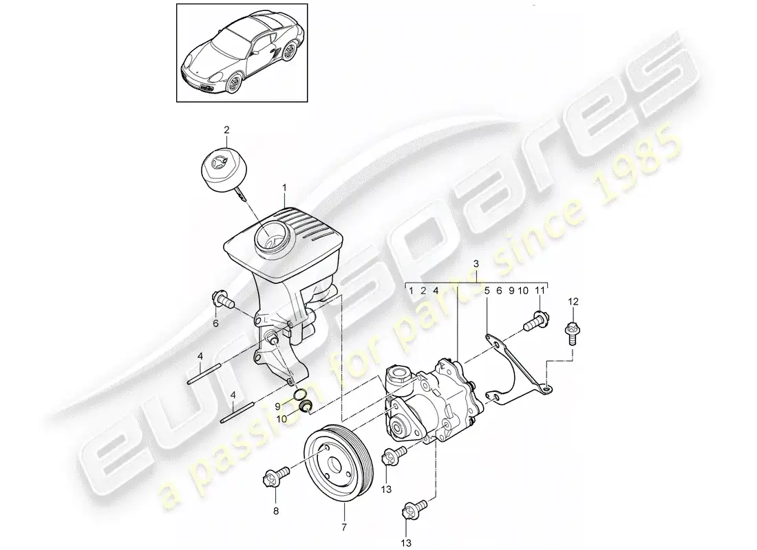 porsche 2012 (987 cayman) power steering parts diagram