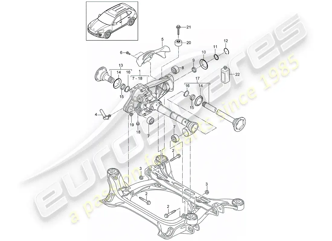 porsche 2014 (cayenne e2 92a) front axle differential part diagram