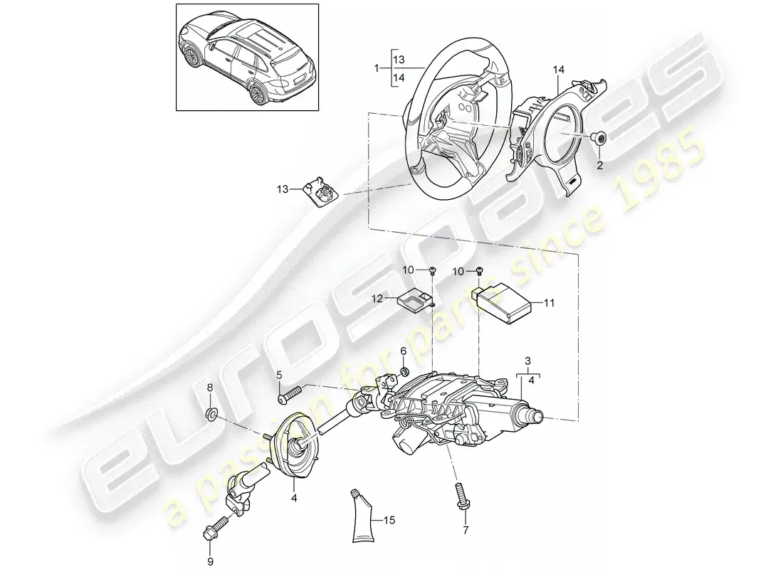 porsche 2014 (cayenne e2 92a) steering wheels part diagram