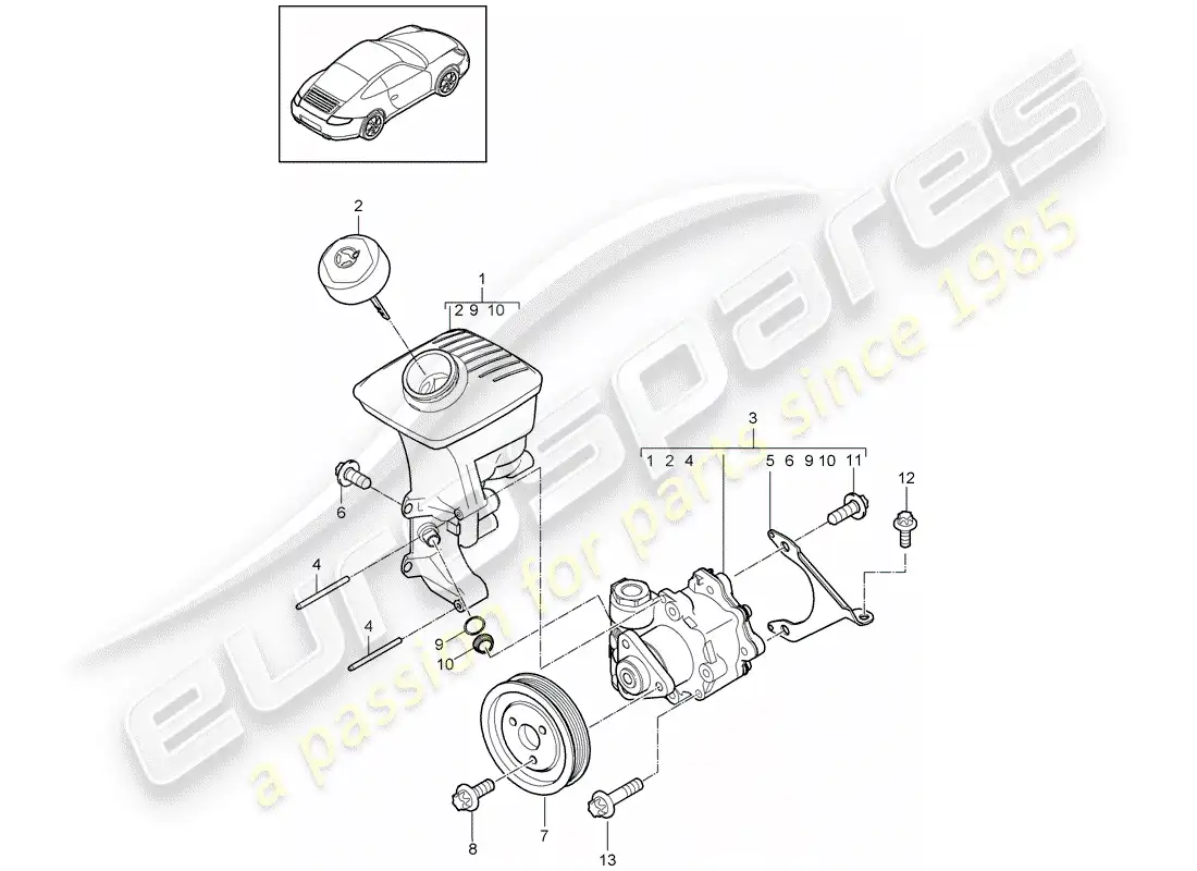 porsche 2012 (997-2) power steering parts diagram