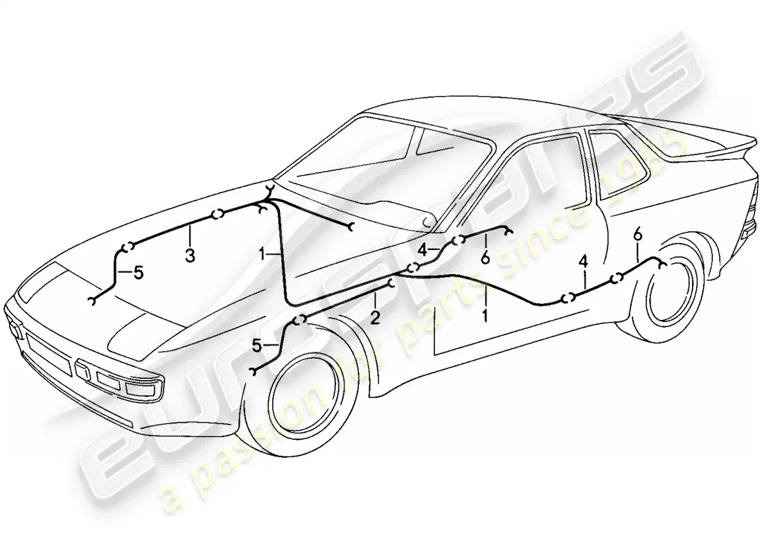 porsche 1988 (944) wiring harnesses - anti-locking brake syst. -abs- - brake pad wear indicator parts diagram