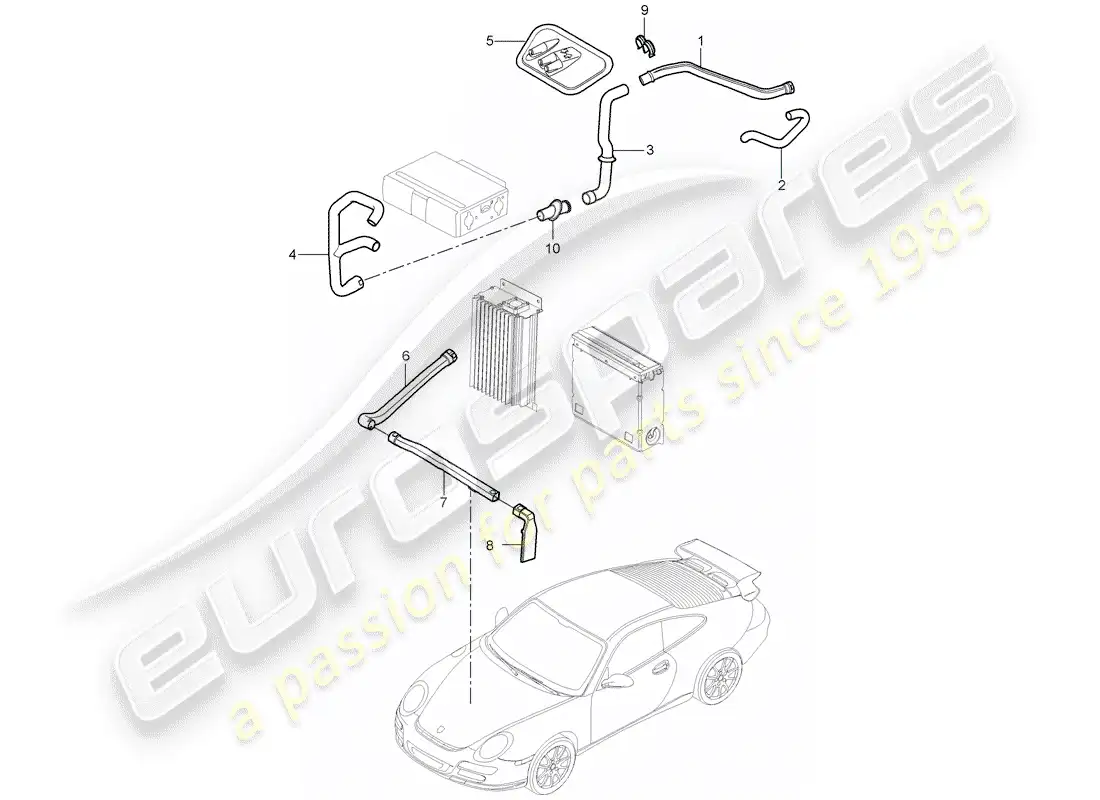 porsche 2008 (997-1 turbo / gt2) luggage compartment parts diagram