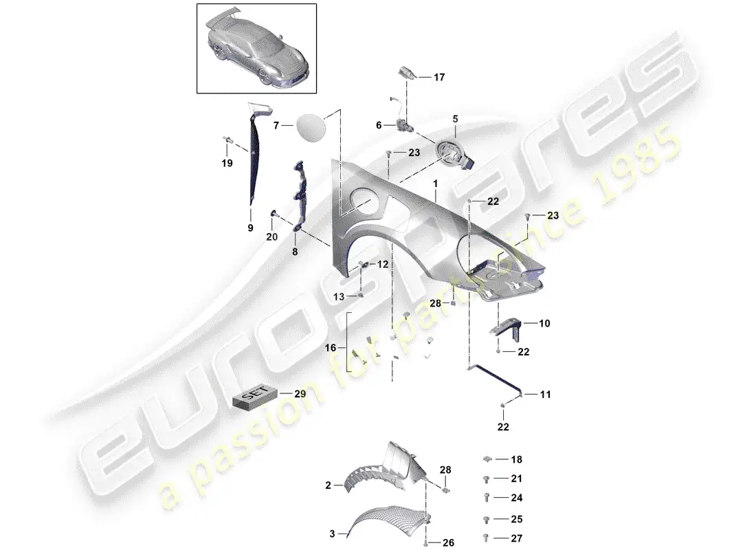 porsche 2016 (991-1 r/gt3/rs) fasteners parts diagram