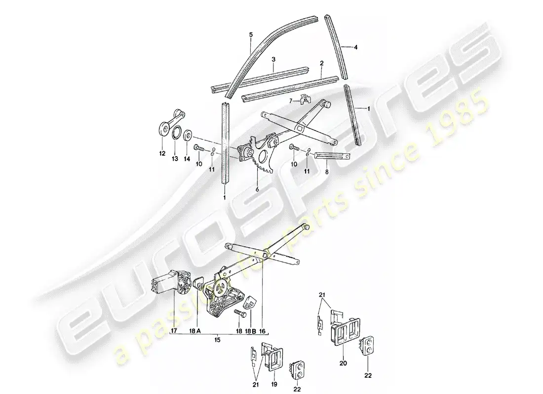 porsche 1981 (924) glass channel - window regulator parts diagram