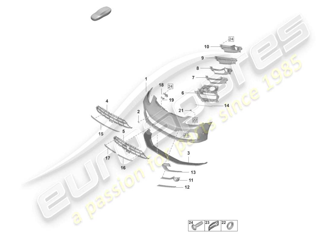 porsche 2021 (panamera 971-2) bumper front sport design package part diagram