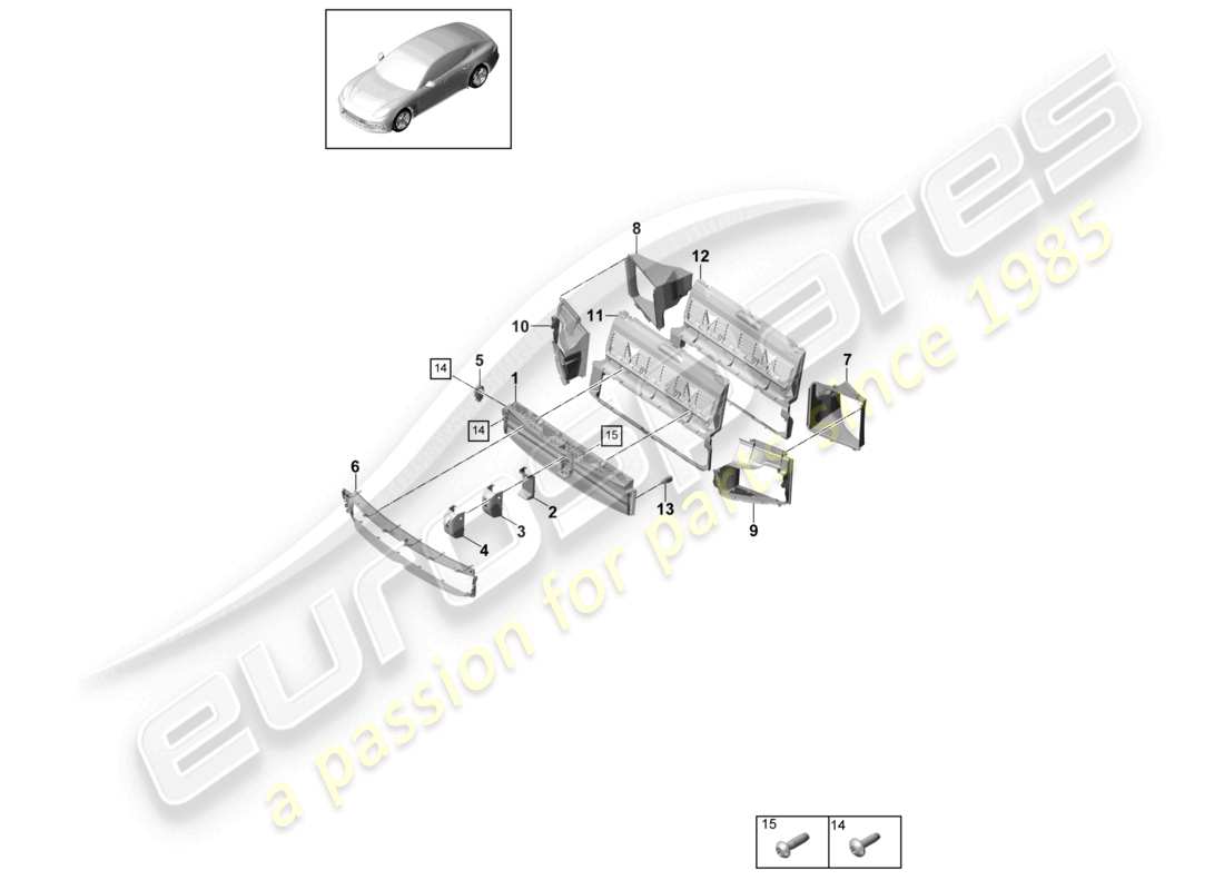 porsche 2021 (panamera 971-1) air guide and disc pack part diagram