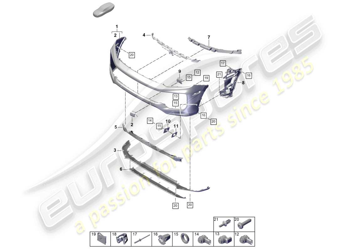 porsche 2024 (cayenne e3 pa) bumper part diagram