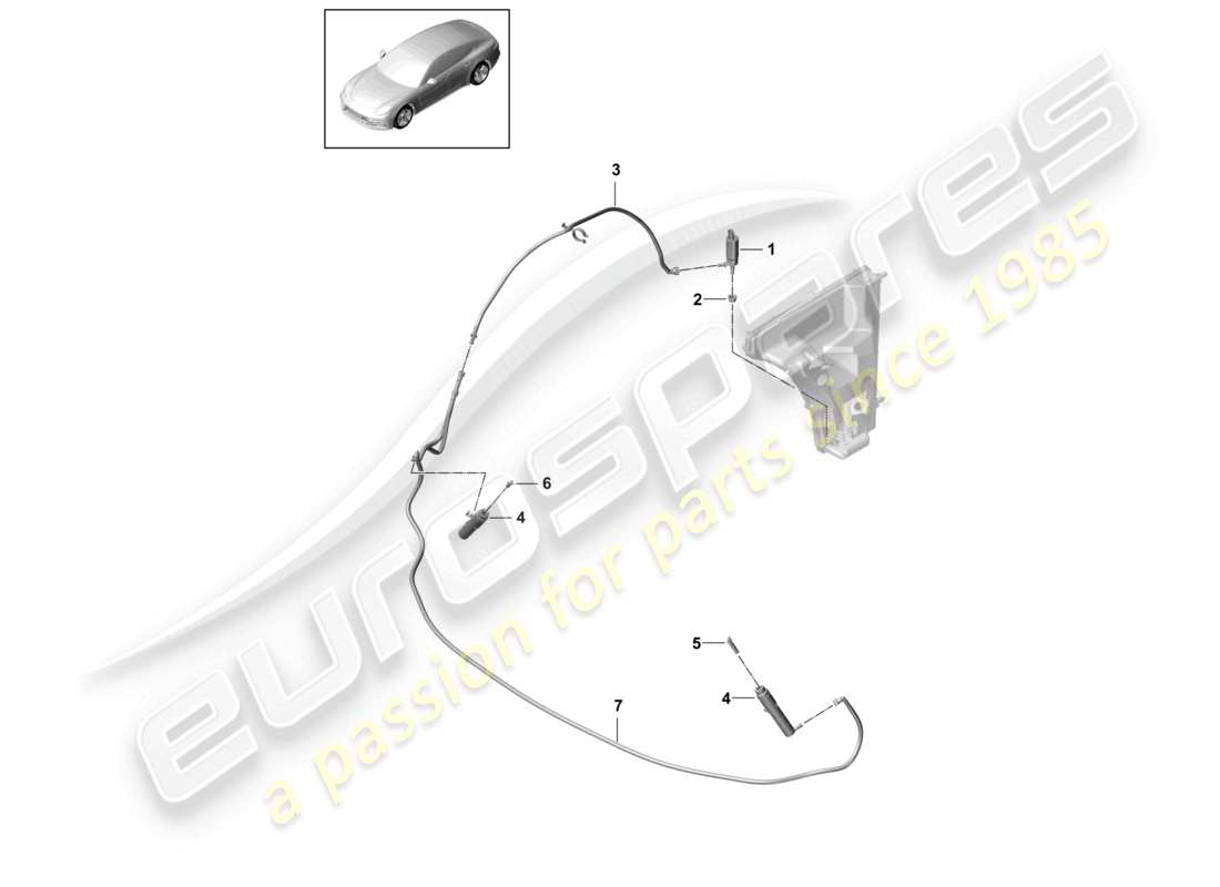 porsche 2021 (panamera 971-1) headlight washer system parts diagram