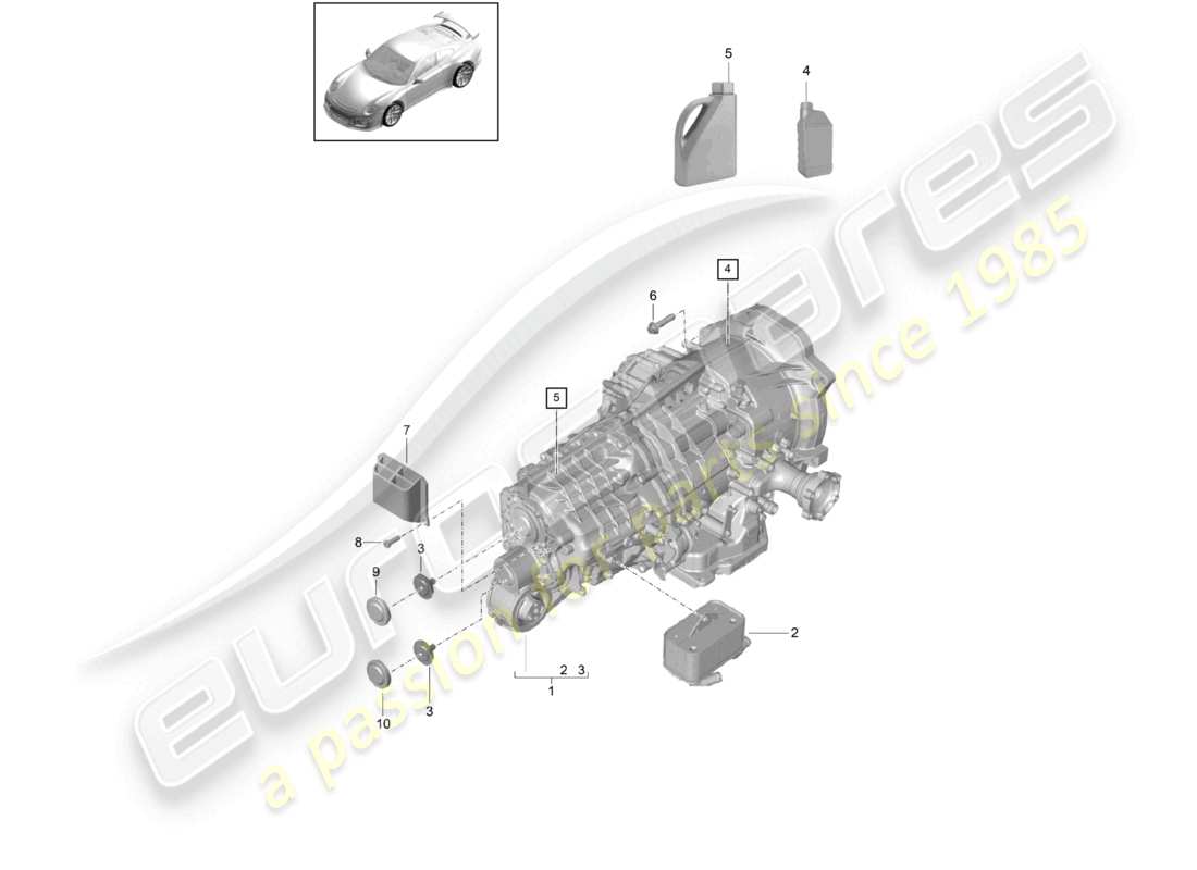 porsche 2021 (991-2 r/gt3/rs) - pdk - gearbox part diagram