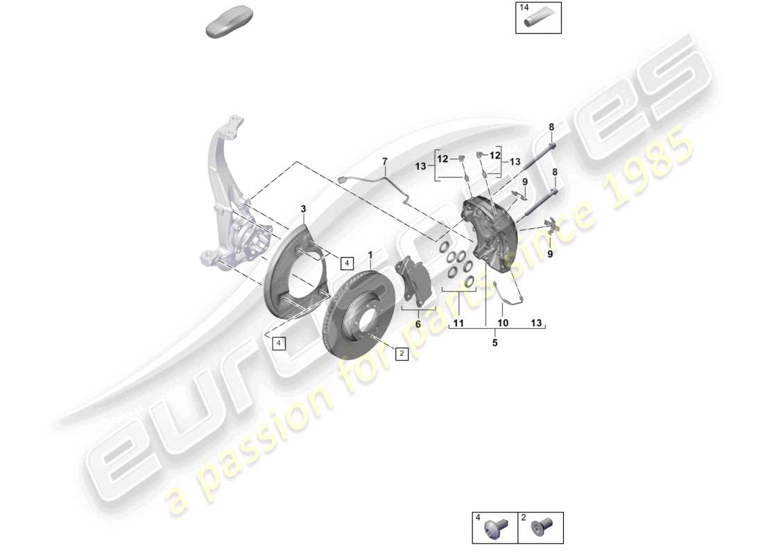 porsche 2024 (cayenne e3 pa) disc brake 18 front axle black part diagram